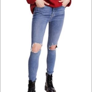 Free People Ripped High Waist Skinny Jeans